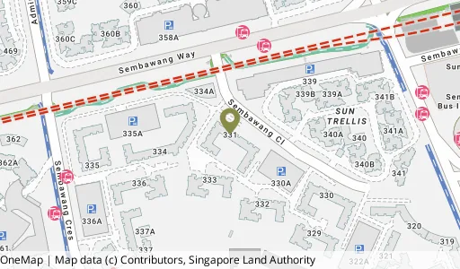 Location map of Blk 331 Sembawang Cl, a HDB resale block in Sembawang, Singapore