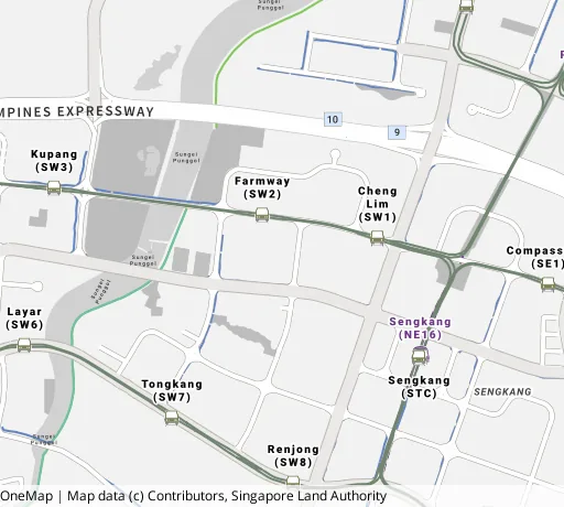 Map of the area around Blk 331B Anchorvale St in Sengkang, showing 400 m and 1 km rings and 4 primary schools within 1 km