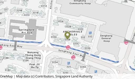 Location map of Blk 333B Anchorvale Link, a HDB resale block in Sengkang, Singapore