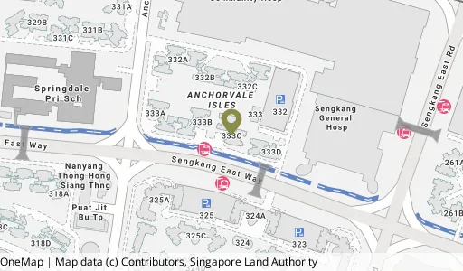 Location map of Blk 333C Anchorvale Link, a HDB resale block in Sengkang, Singapore