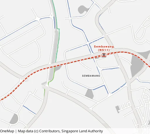 Map of the area around Blk 334 Sembawang Cl in Sembawang, showing 400 m and 1 km rings and 4 primary schools within 1 km
