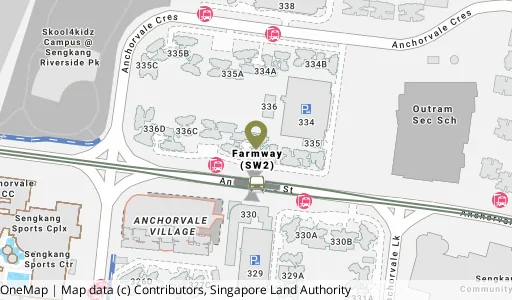 Location map of Blk 336A Anchorvale Cres, a HDB resale block in Sengkang, Singapore