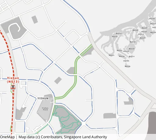 Map of the area around Blk 336C Yishun St 31 in Yishun, showing 400 m and 1 km rings and 4 primary schools within 1 km