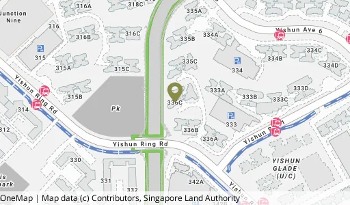Location map of Blk 336C Yishun St 31, a HDB resale block in Yishun, Singapore