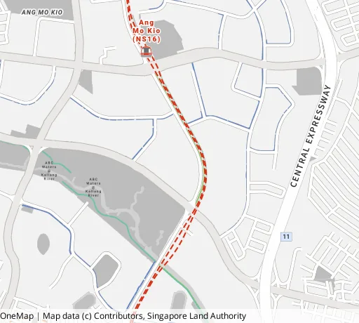 Map of the area around Blk 337 Ang Mo Kio Ave 1 in Ang Mo Kio, showing 400 m and 1 km rings and 2 primary schools within 1 km