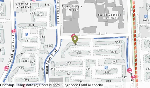 Location map of Blk 337 Bt Batok St 34, a HDB resale block in Bukit Batok, Singapore