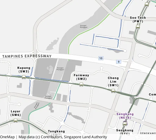 Map of the area around Blk 338A Anchorvale Cres in Sengkang, showing 400 m and 1 km rings and 3 primary schools within 1 km