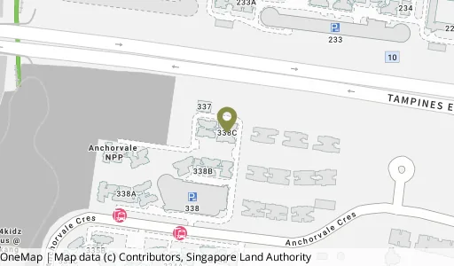 Location map of Blk 338C Anchorvale Cres, a HDB resale block in Sengkang, Singapore
