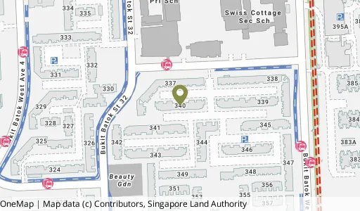 Location map of Blk 340 Bt Batok St 34, a HDB resale block in Bukit Batok, Singapore