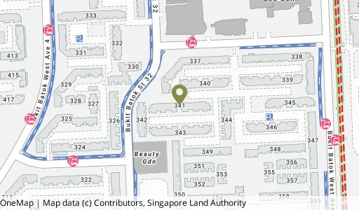 Location map of Blk 341 Bt Batok St 34, a HDB resale block in Bukit Batok, Singapore