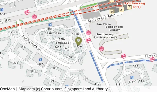 Location map of Blk 341A Sembawang Cl, a HDB resale block in Sembawang, Singapore