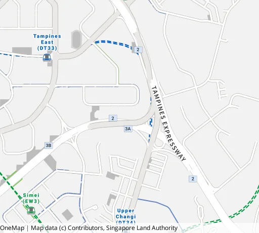 Map of the area around Blk 342 Tampines St 33 in Tampines, showing 400 m and 1 km rings and 1 primary school within 1 km