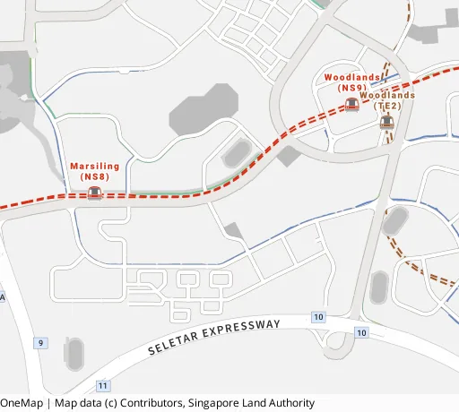 Map of the area around Blk 344 Woodlands St 32 in Woodlands, showing 400 m and 1 km rings and 3 primary schools within 1 km