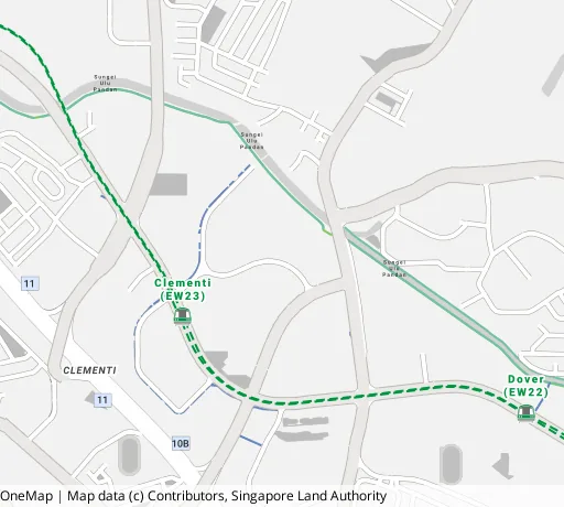 Map of the area around Blk 345 Clementi Ave 5 in Clementi, showing 400 m and 1 km rings and 3 primary schools within 1 km