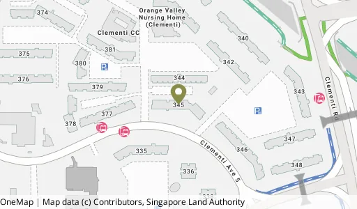 Location map of Blk 345 Clementi Ave 5, a HDB resale block in Clementi, Singapore