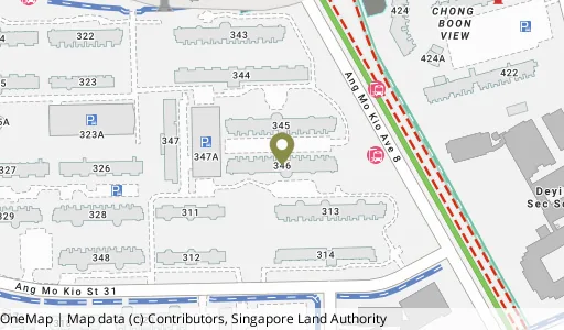 Location map of Blk 346 Ang Mo Kio Ave 3, a HDB resale block in Ang Mo Kio, Singapore