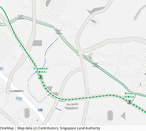 Map of the area around Blk 346 Clementi Ave 5 in Clementi, showing 400 m and 1 km rings and 2 primary schools within 1 km