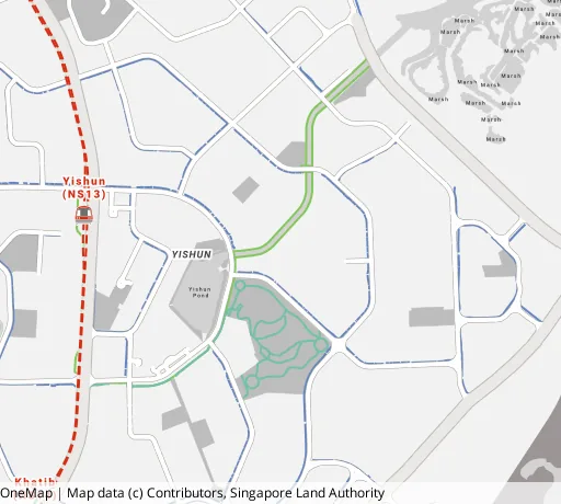 Map of the area around Blk 347A Yishun Ave 11 in Yishun, showing 400 m and 1 km rings and 4 primary schools within 1 km