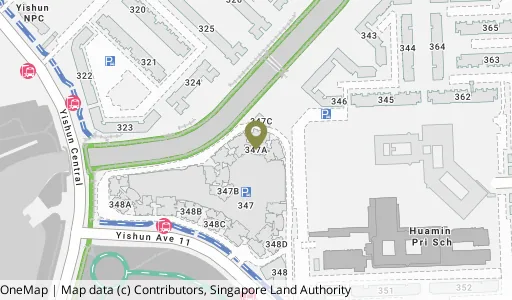 Location map of Blk 347A Yishun Ave 11, a HDB resale block in Yishun, Singapore