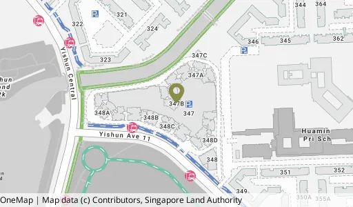 Location map of Blk 347B Yishun Ave 11, a HDB resale block in Yishun, Singapore