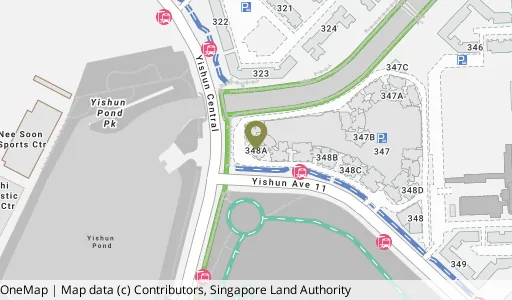 Location map of Blk 348A Yishun Ave 11, a HDB resale block in Yishun, Singapore