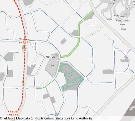Map of the area around Blk 348B Yishun Ave 11 in Yishun, showing 400 m and 1 km rings and 4 primary schools within 1 km
