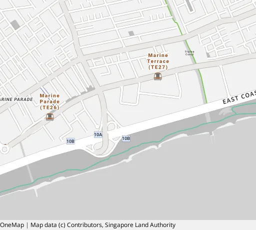 Map of the area around Blk 35 Marine Cres in Marine Parade, showing 400 m and 1 km rings and 3 primary schools within 1 km