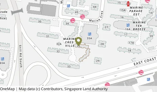 Location map of Blk 35 Marine Cres, a HDB resale block in Marine Parade, Singapore