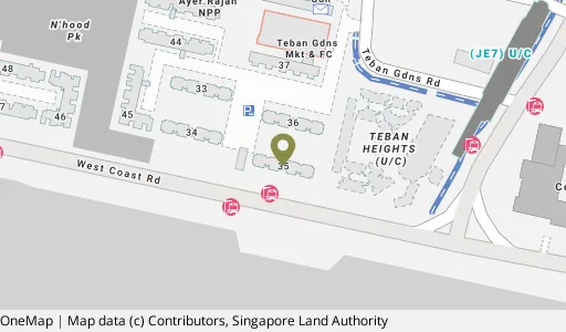 Location map of Blk 35 Teban Gdns Rd, a HDB resale block in Jurong East, Singapore