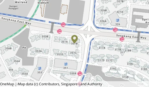 Location map of Blk 351B Anchorvale Rd, a HDB resale block in Sengkang, Singapore