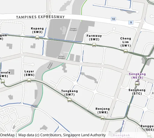 Map of the area around Blk 351C Anchorvale Rd in Sengkang, showing 400 m and 1 km rings and 4 primary schools within 1 km