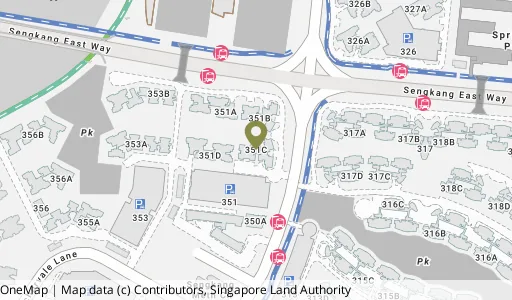 Location map of Blk 351C Anchorvale Rd, a HDB resale block in Sengkang, Singapore