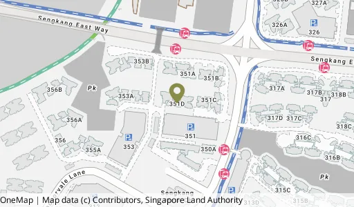 Location map of Blk 351D Anchorvale Rd, a HDB resale block in Sengkang, Singapore
