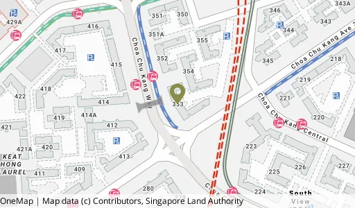 Location map of Blk 353 Choa Chu Kang Ctrl, a HDB resale block in Choa Chu Kang, Singapore