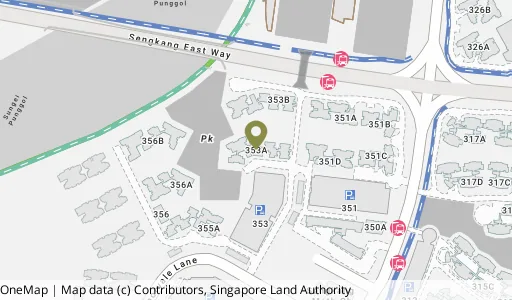 Location map of Blk 353A Anchorvale Lane, a HDB resale block in Sengkang, Singapore
