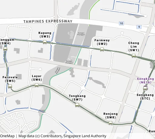 Map of the area around Blk 353B Anchorvale Lane in Sengkang, showing 400 m and 1 km rings and 4 primary schools within 1 km