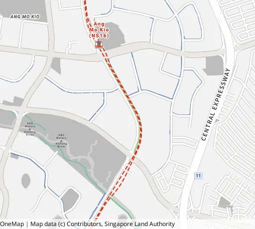 Map of the area around Blk 354 Ang Mo Kio St 32 in Ang Mo Kio, showing 400 m and 1 km rings and 3 primary schools within 1 km