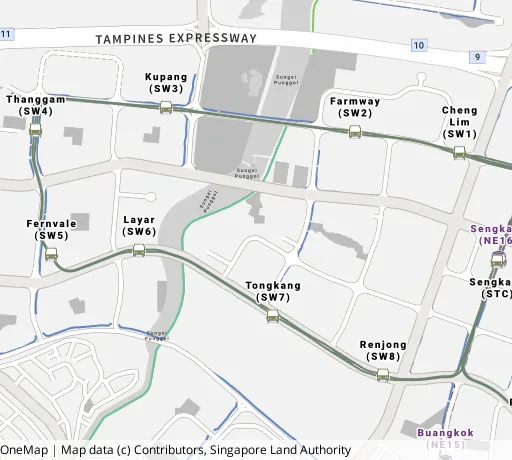 Map of the area around Blk 355A Anchorvale Lane in Sengkang, showing 400 m and 1 km rings and 4 primary schools within 1 km