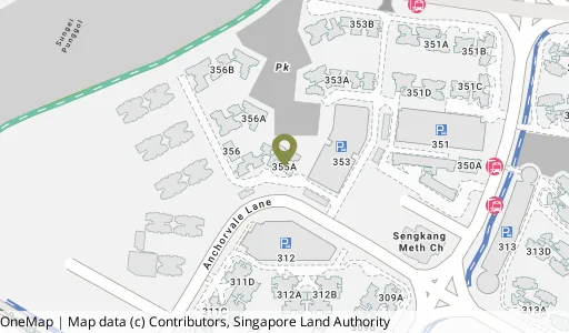 Location map of Blk 355A Anchorvale Lane, a HDB resale block in Sengkang, Singapore