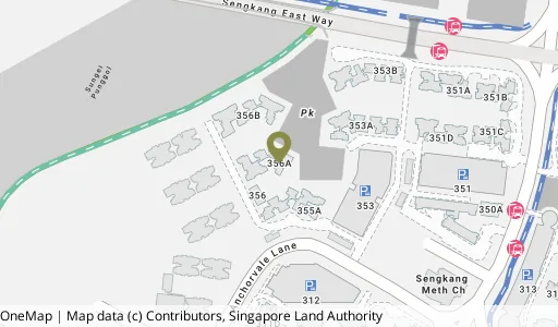Location map of Blk 356A Anchorvale Lane, a HDB resale block in Sengkang, Singapore