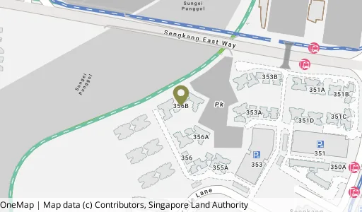 Location map of Blk 356B Anchorvale Lane, a HDB resale block in Sengkang, Singapore