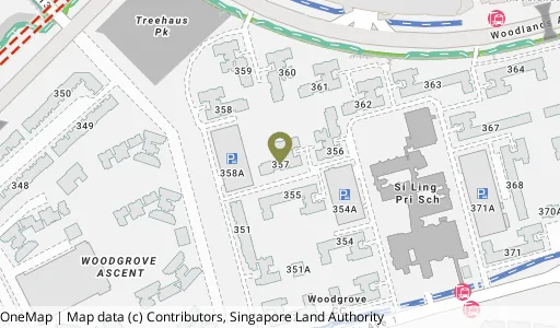 Location map of Blk 357 Woodlands Ave 5, a HDB resale block in Woodlands, Singapore