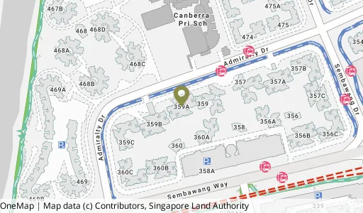 Location map of Blk 359A Admiralty Dr, a HDB resale block in Sembawang, Singapore