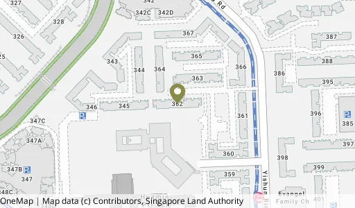 Location map of Blk 362 Yishun Ring Rd, a HDB resale block in Yishun, Singapore