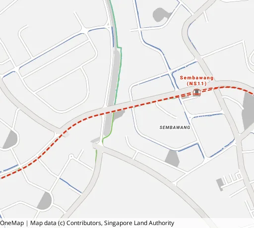 Map of the area around Blk 362A Sembawang Cres in Sembawang, showing 400 m and 1 km rings and 3 primary schools within 1 km