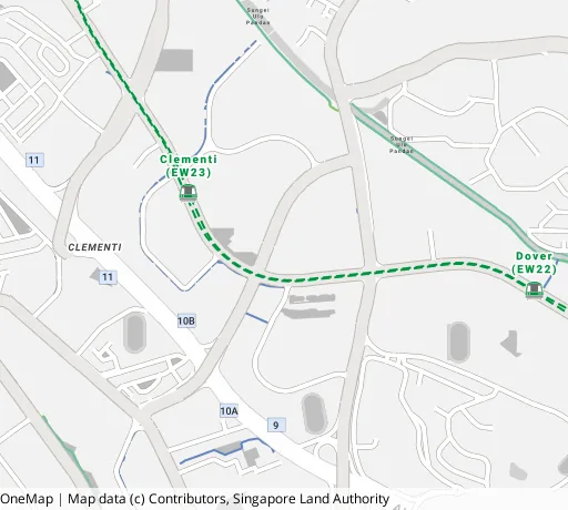 Map of the area around Blk 363 Clementi Ave 2 in Clementi, showing 400 m and 1 km rings and 2 primary schools within 1 km
