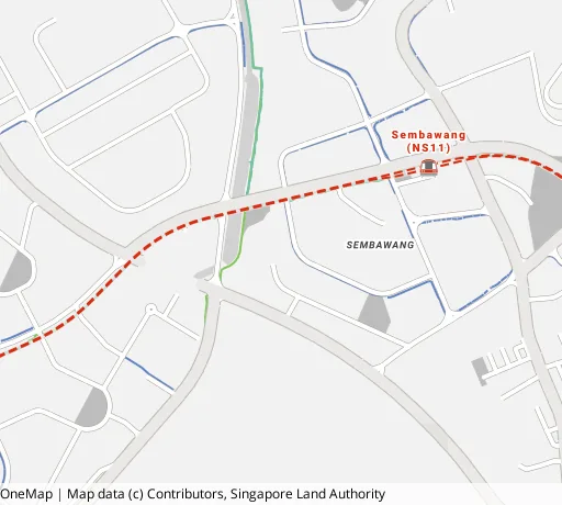 Map of the area around Blk 363A Sembawang Cres in Sembawang, showing 400 m and 1 km rings and 3 primary schools within 1 km