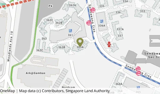 Location map of Blk 363A Sembawang Cres, a HDB resale block in Sembawang, Singapore