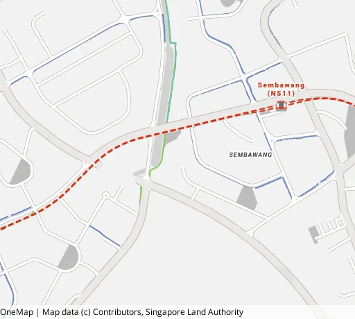 Map of the area around Blk 363B Sembawang Cres in Sembawang, showing 400 m and 1 km rings and 2 primary schools within 1 km