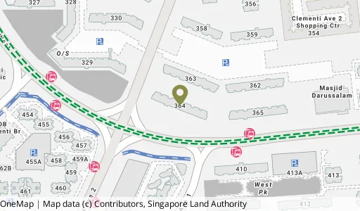 Location map of Blk 364 Clementi Ave 2, a HDB resale block in Clementi, Singapore